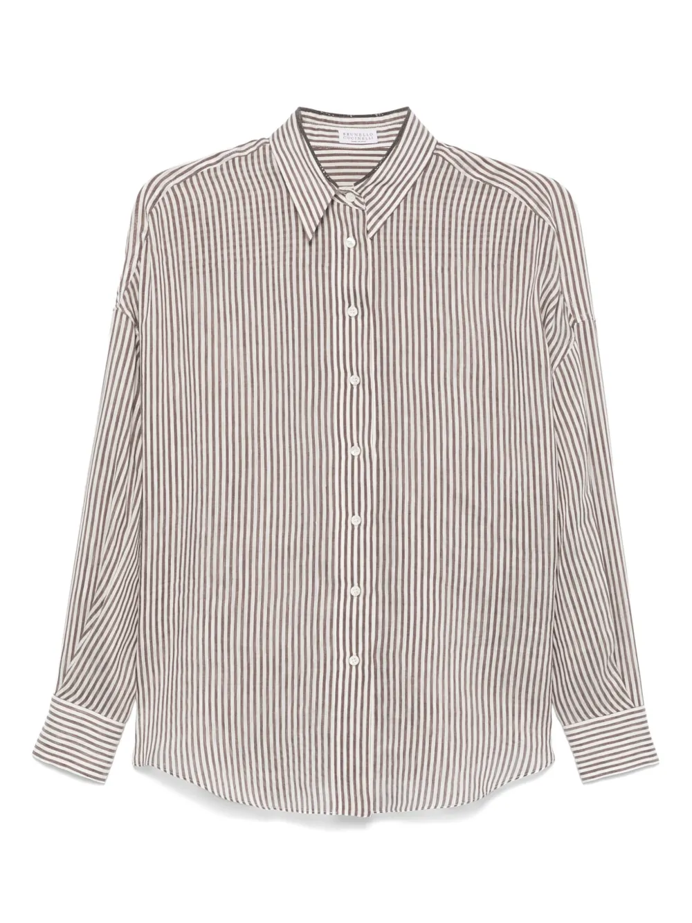 Brunello Cucinelli Gestreepte organza blouse Bruin