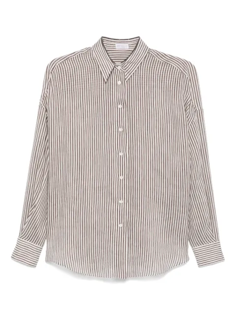 Brunello Cucinelli camisa de organza con motivo de rayas