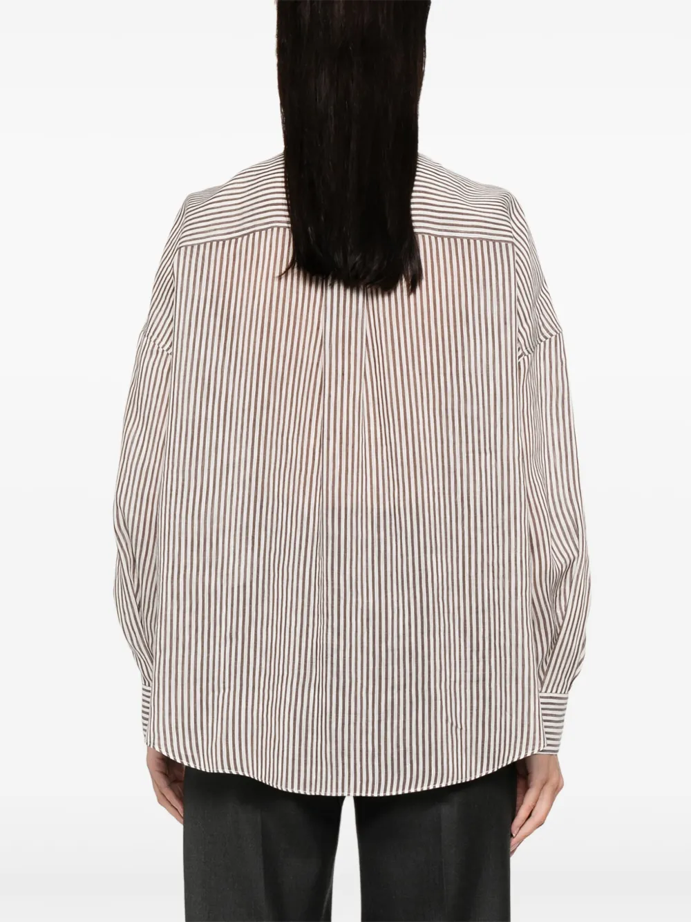 Brunello Cucinelli Gestreepte organza blouse Bruin