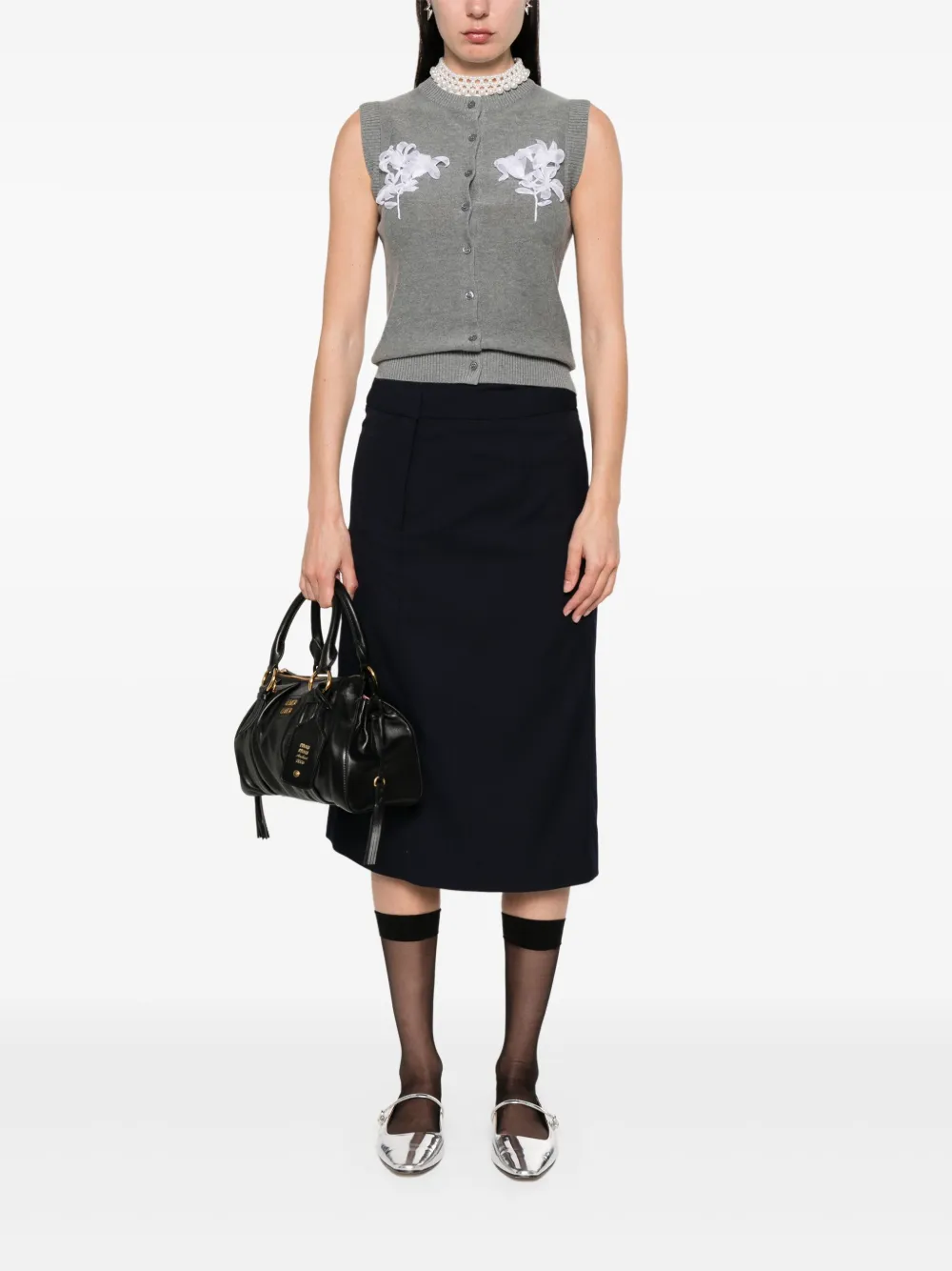 SHUSHU TONG Spencer met bloemapplicatie Grijs