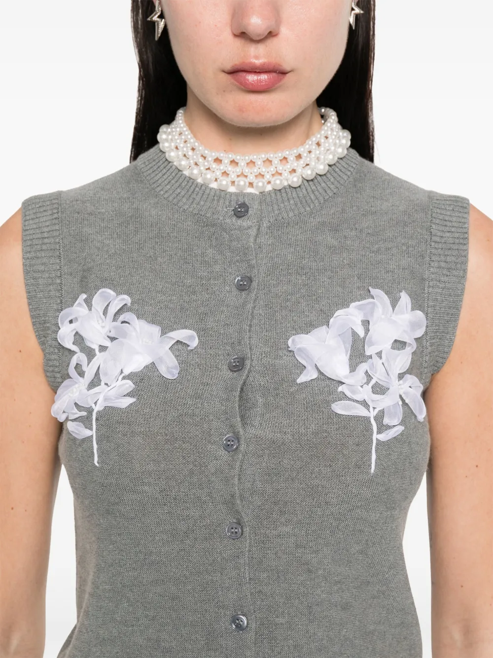 SHUSHU TONG Spencer met bloemapplicatie Grijs