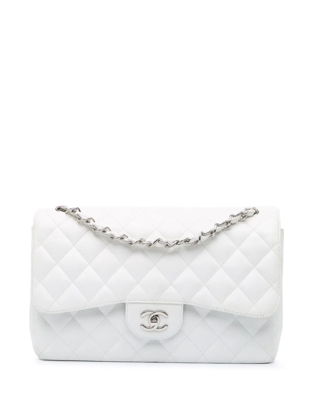 CHANEL Pre-Owned 2011 Jumbo Classic Caviar Double Flap shoulder bag | White | Image 1