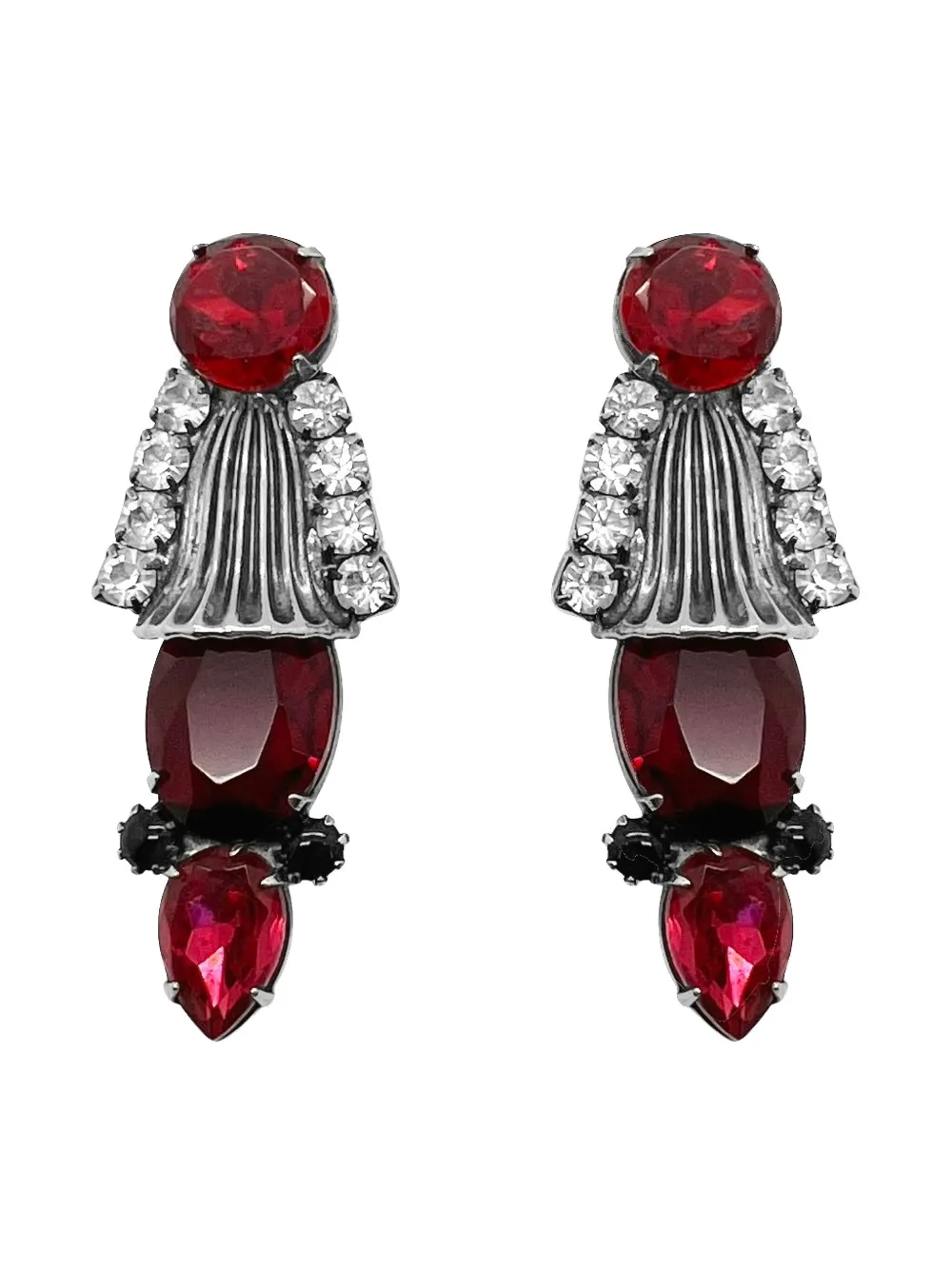Jennifer Gibson Jewellery 1960s Ruby Glass earrings - Argento