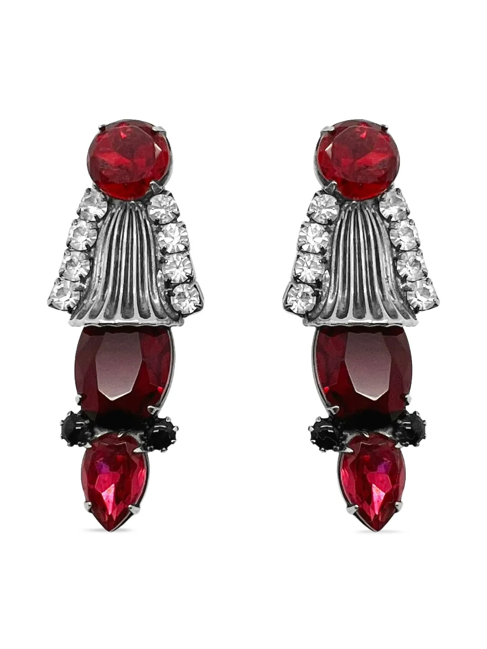 Jennifer Gibson Jewellery 1960s Ruby Glass ピアス - シルバートーン Jennifer Gibson Jewellery 1960s Ruby Glass ピアス - シルバートーン