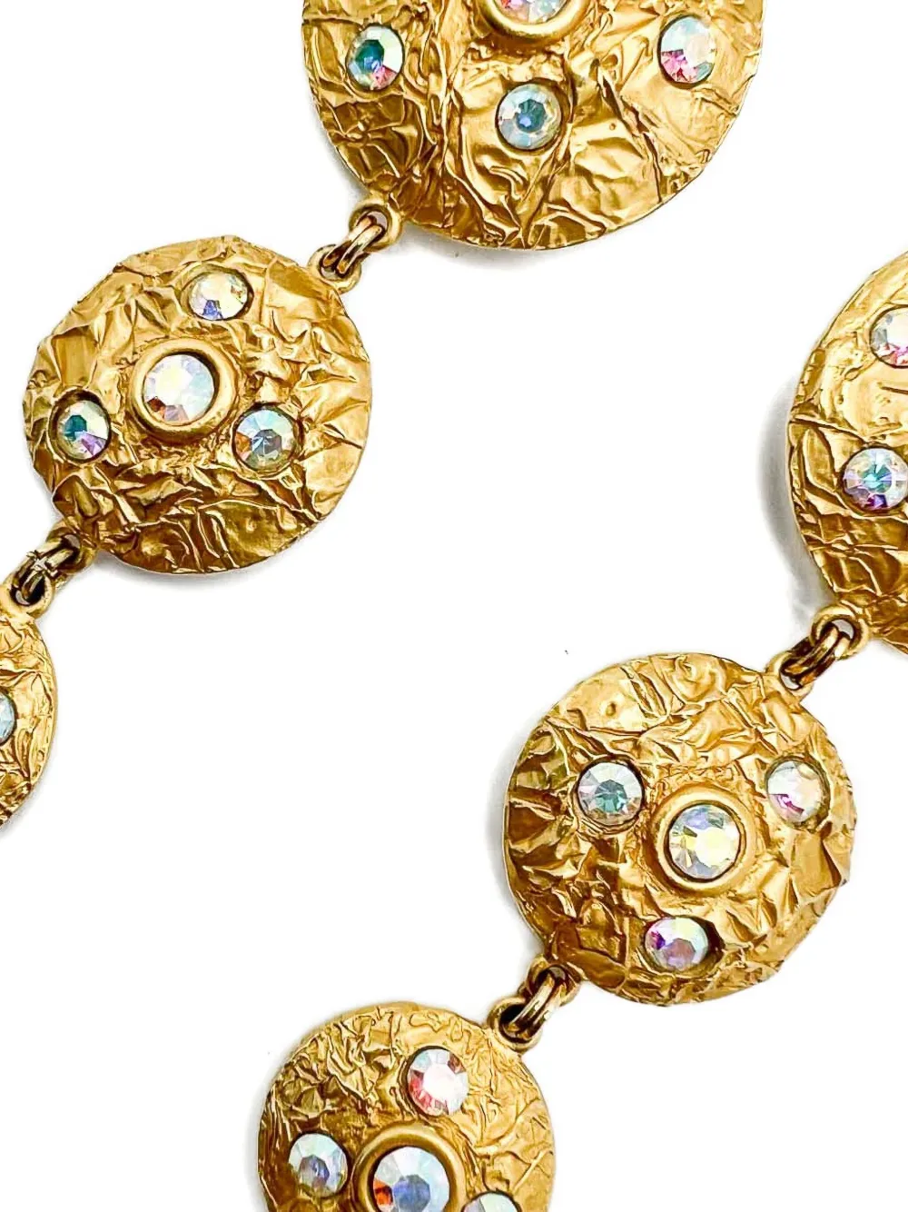 Pre-owned Jennifer Gibson Jewellery Malcolm Morris Crystal-embellishment Earrings In Gold