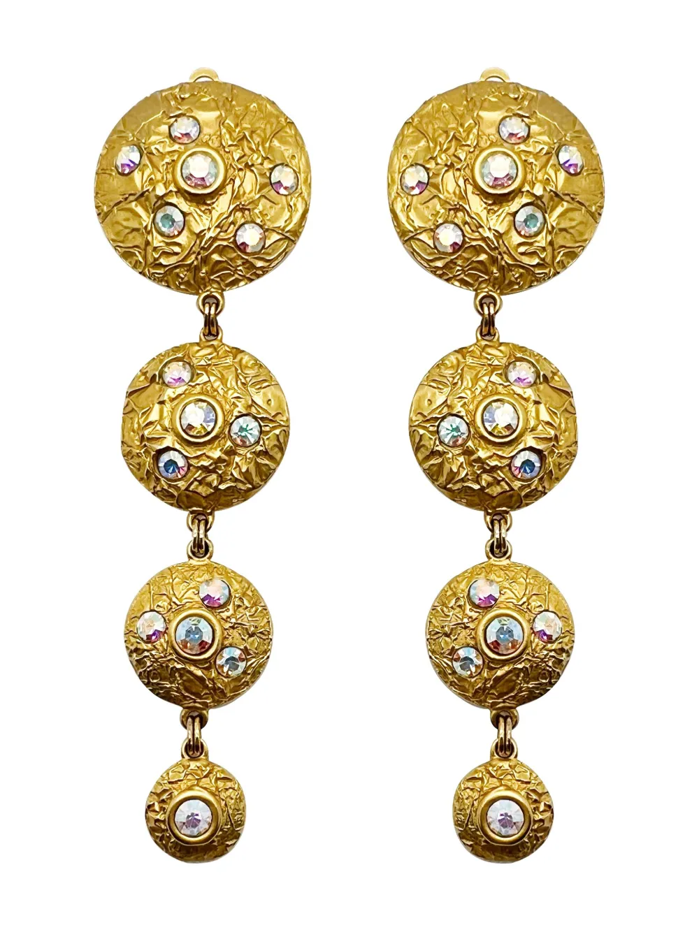 Pre-owned Jennifer Gibson Jewellery Malcolm Morris Crystal-embellishment Earrings In Gold