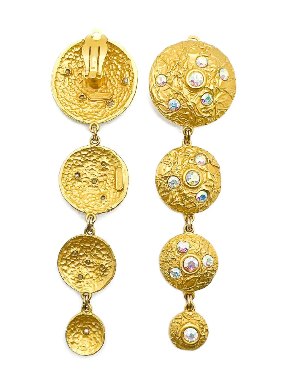 Pre-owned Jennifer Gibson Jewellery Malcolm Morris Crystal-embellishment Earrings In Gold