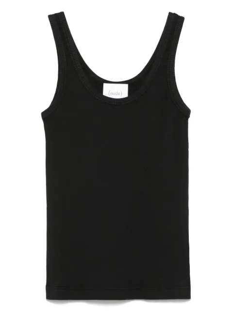 Nude logo-embroidered tank top