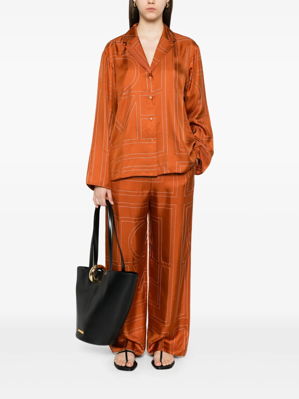 TOTEME monogram silk trousers - TERRACOTTA 161