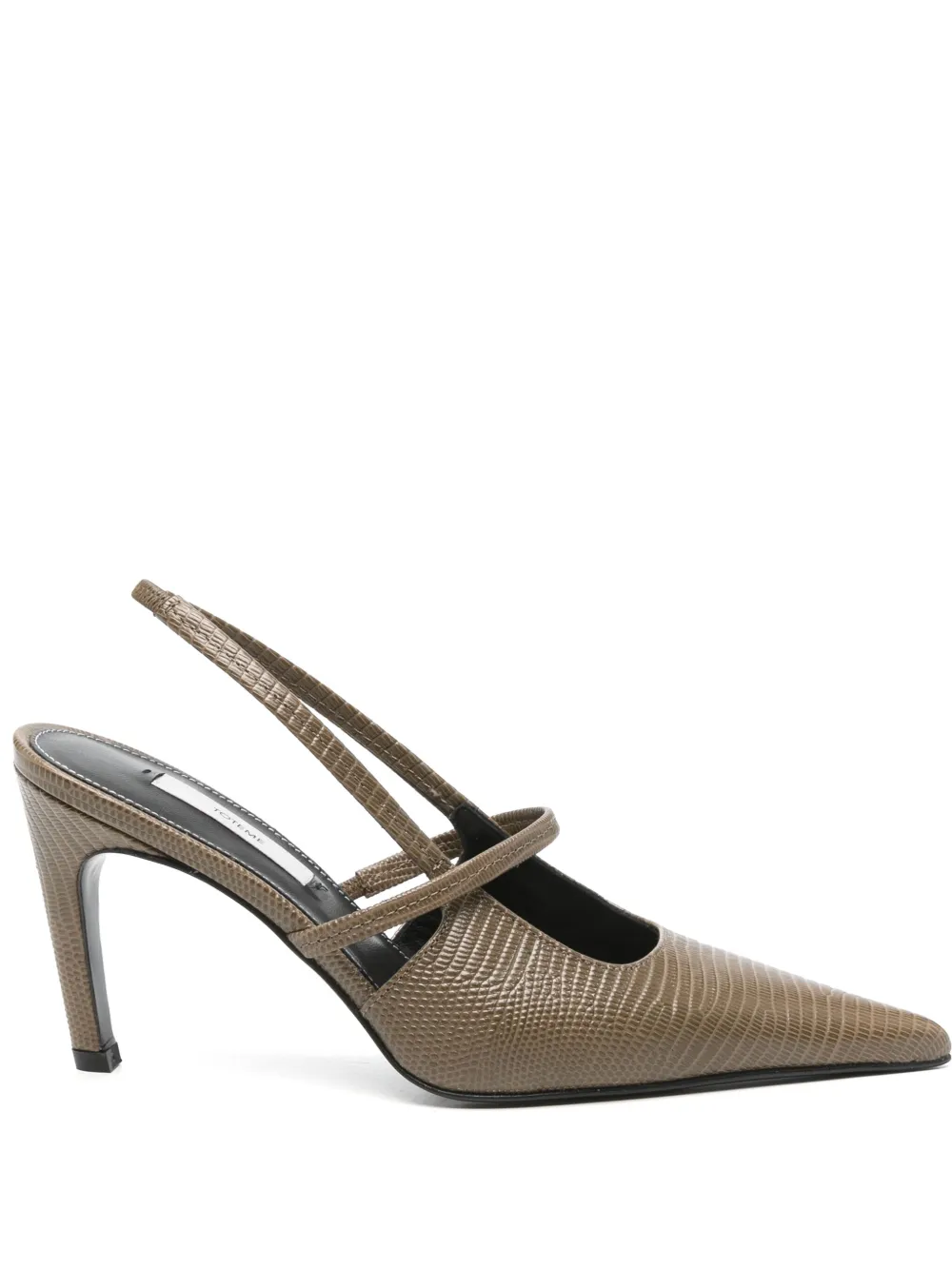 TOTEME 100 mm slingback pumps met hagedissen-reliëf Groen