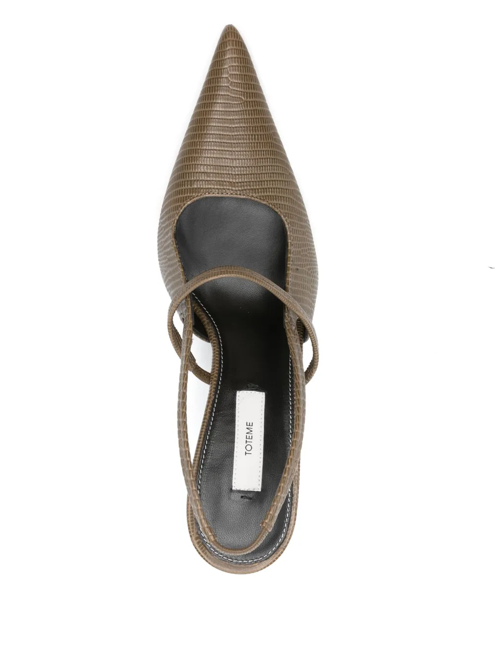 TOTEME 100mm lizard-embossed slingback pumps Green