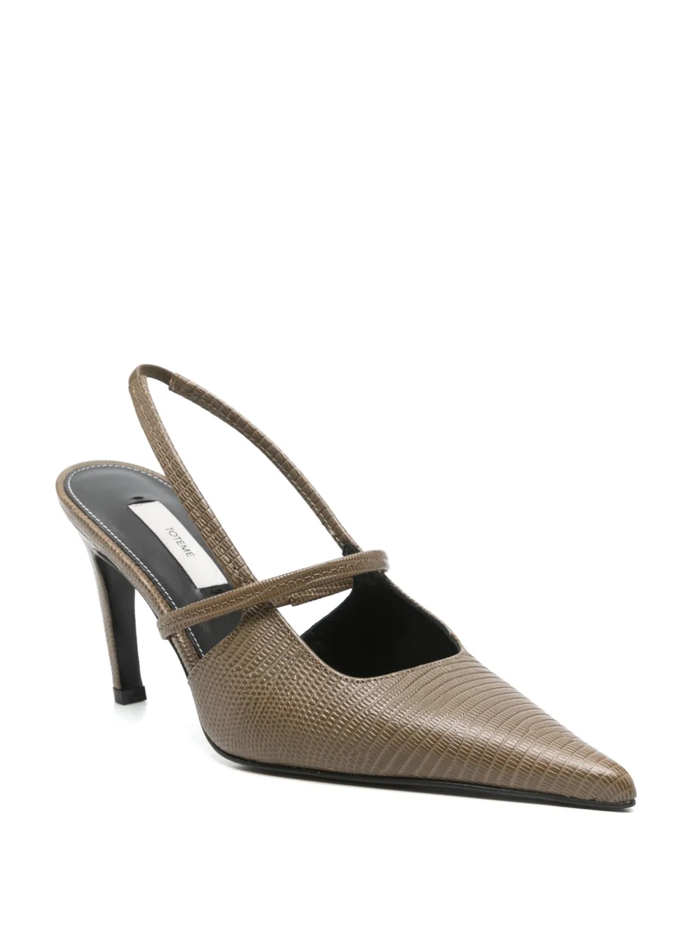 TOTEME 100mm lizard-embossed slingback pumps Green