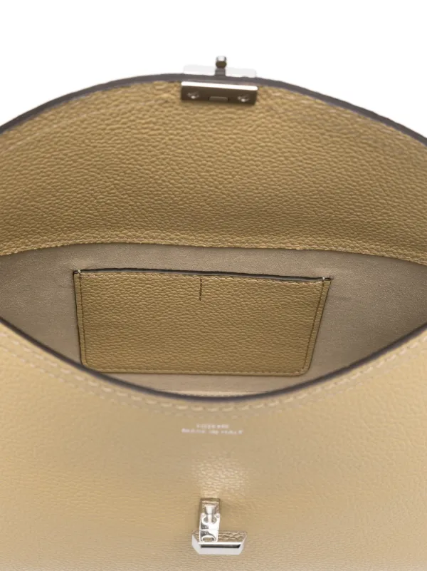 TOTEME T-Lock Leather Clutch Bag | Green | FARFETCH
