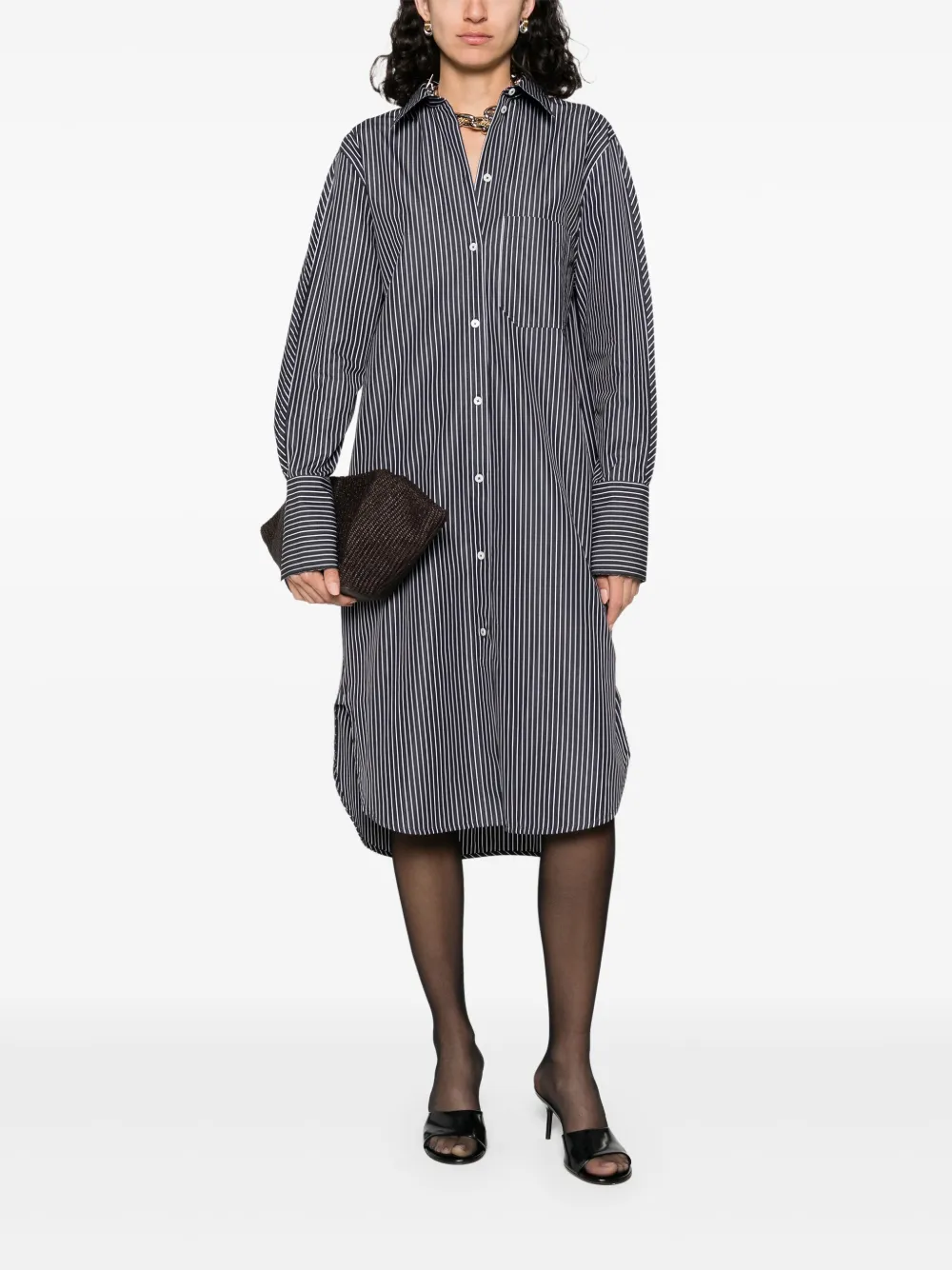 TOTEME Gestreepte blousejurk - Zwart