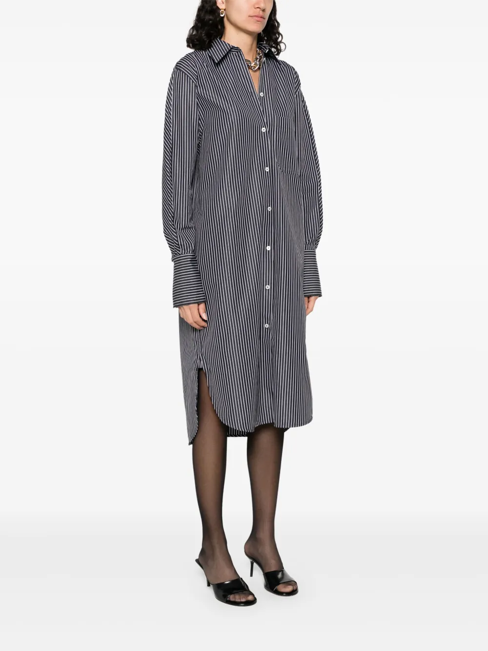 TOTEME Gestreepte blousejurk Zwart