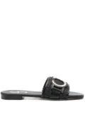 Casadei logo-patch sandals - Black