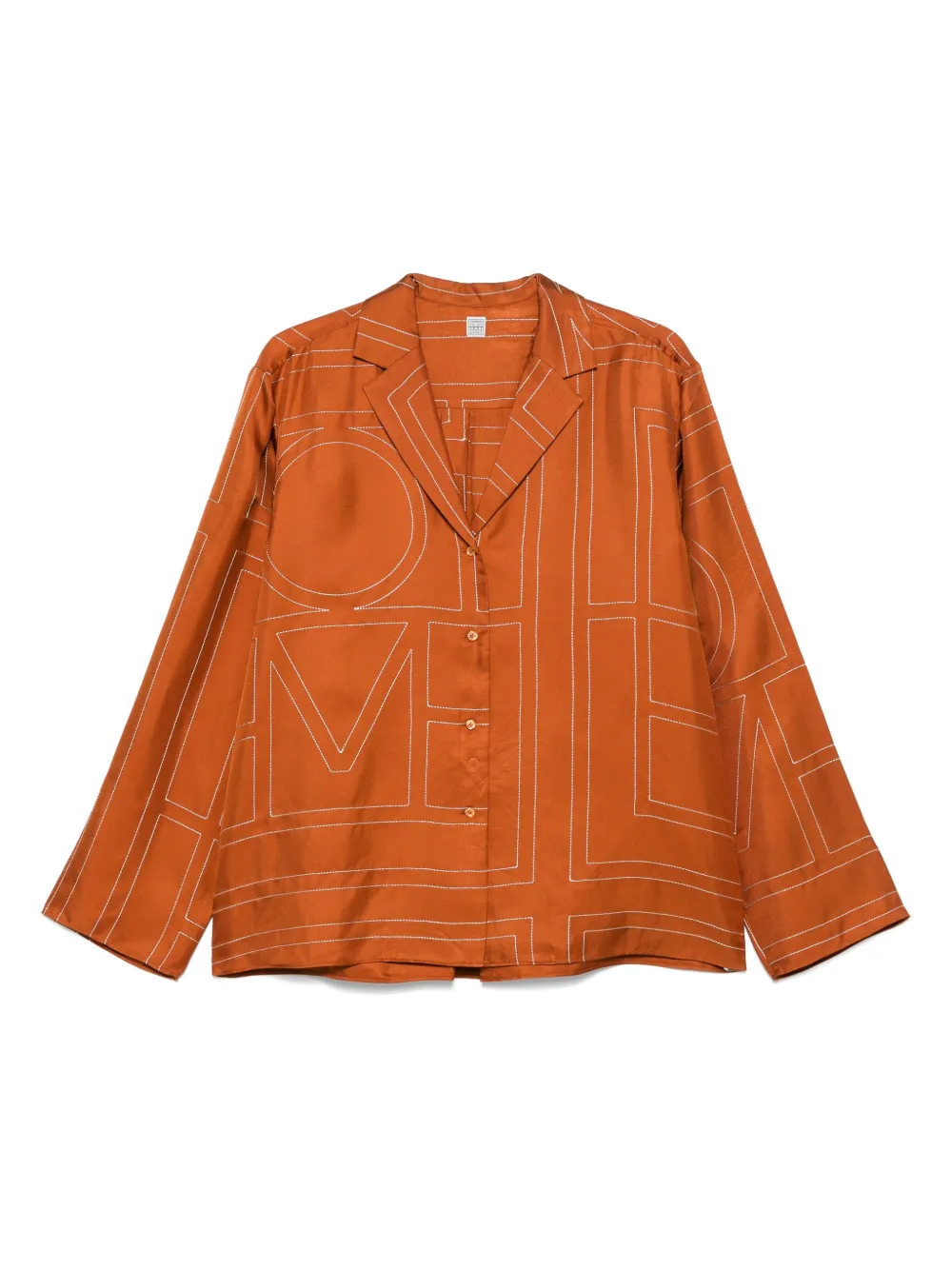 TOTEME monogram-pattern silk shirt | Orange | Image 1