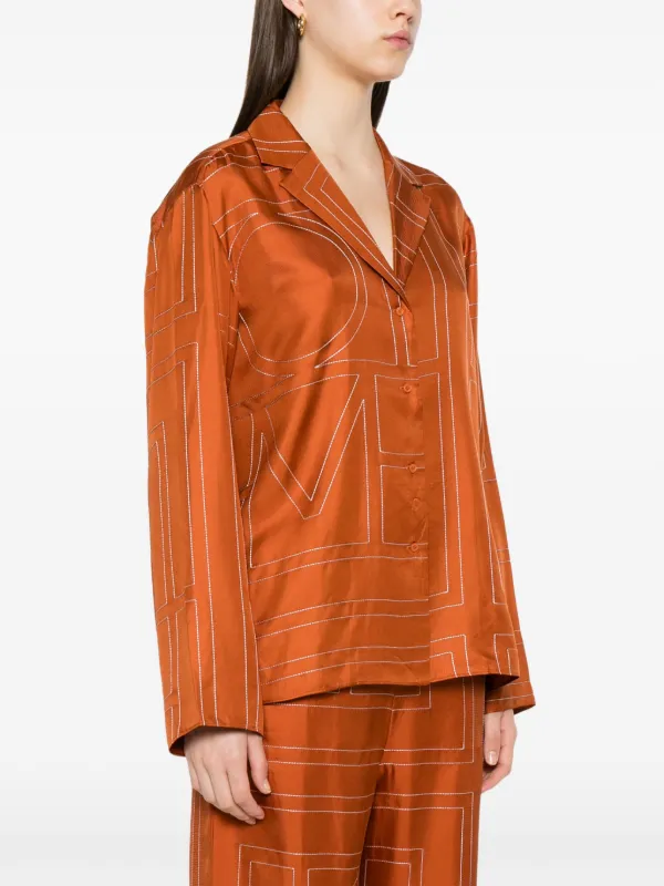TOTEME monogram-pattern Silk Shirt | Orange | FARFETCH