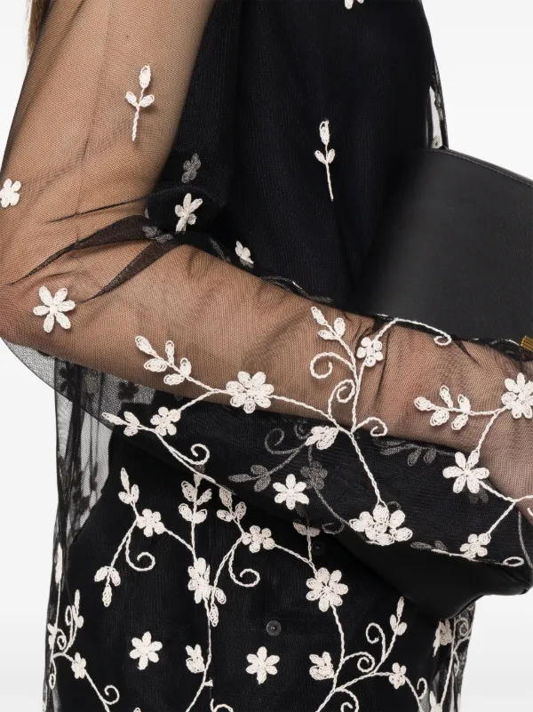 TOTEME floral-embroidered Shirt | Black | FARFETCH