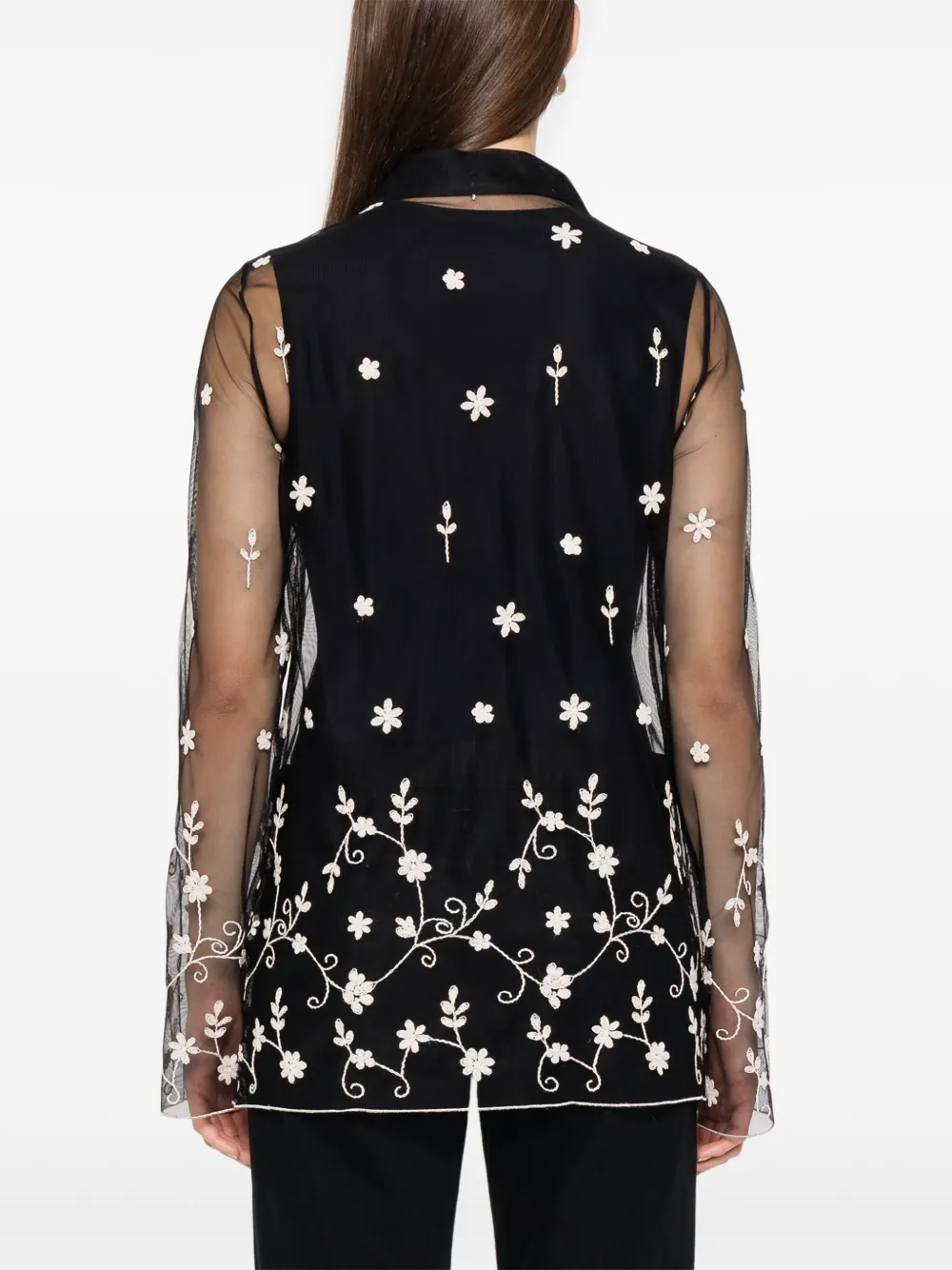 Totême Toteme Floral Embroidered Tulle Shirt In Black