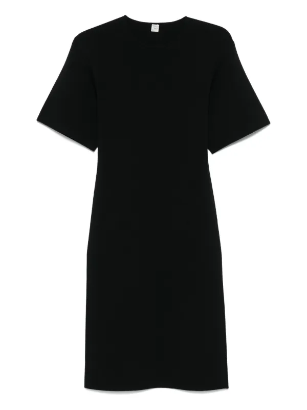 black knit dress short sleeve Short Sleeve Knit Dress, Black
