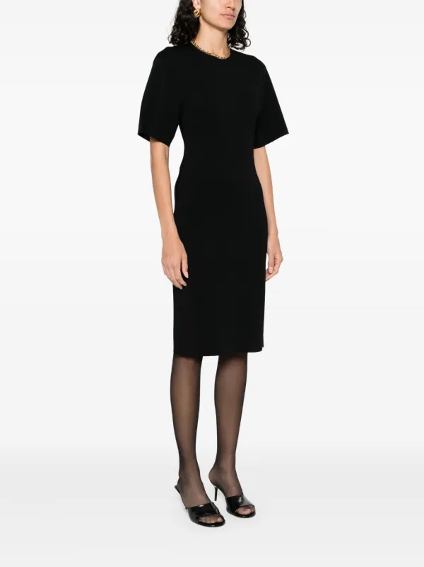 black knit dresses short sleeve Itsame Women's Mini Dress, Short Sleeve Loose Neck Knit Solid Color Summer Casual Comfy Dresses Black L, Size: Large