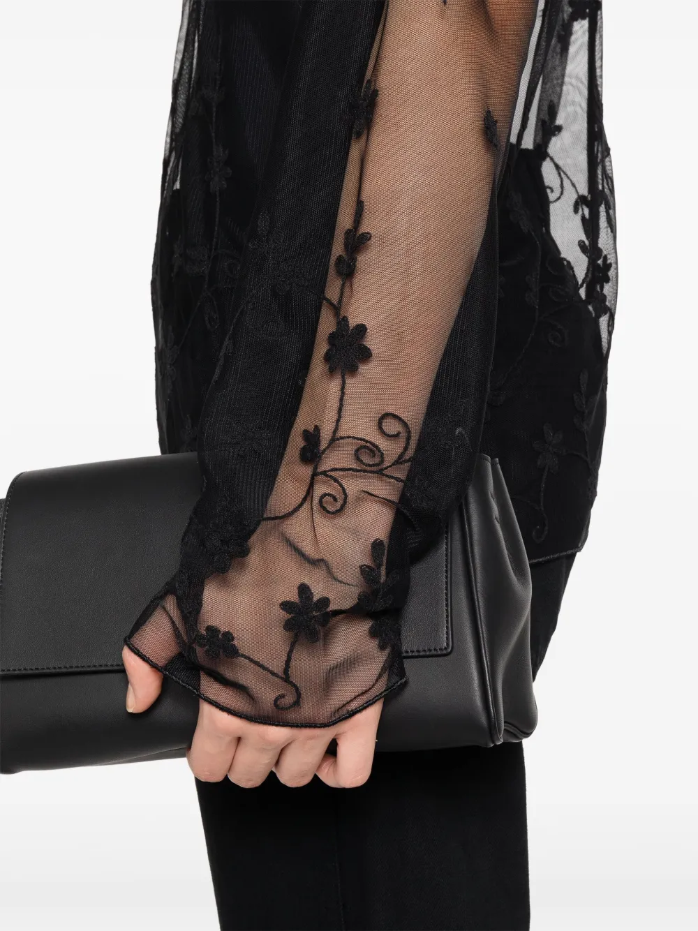 Totême Toteme Floral Embroidered Tulle Top