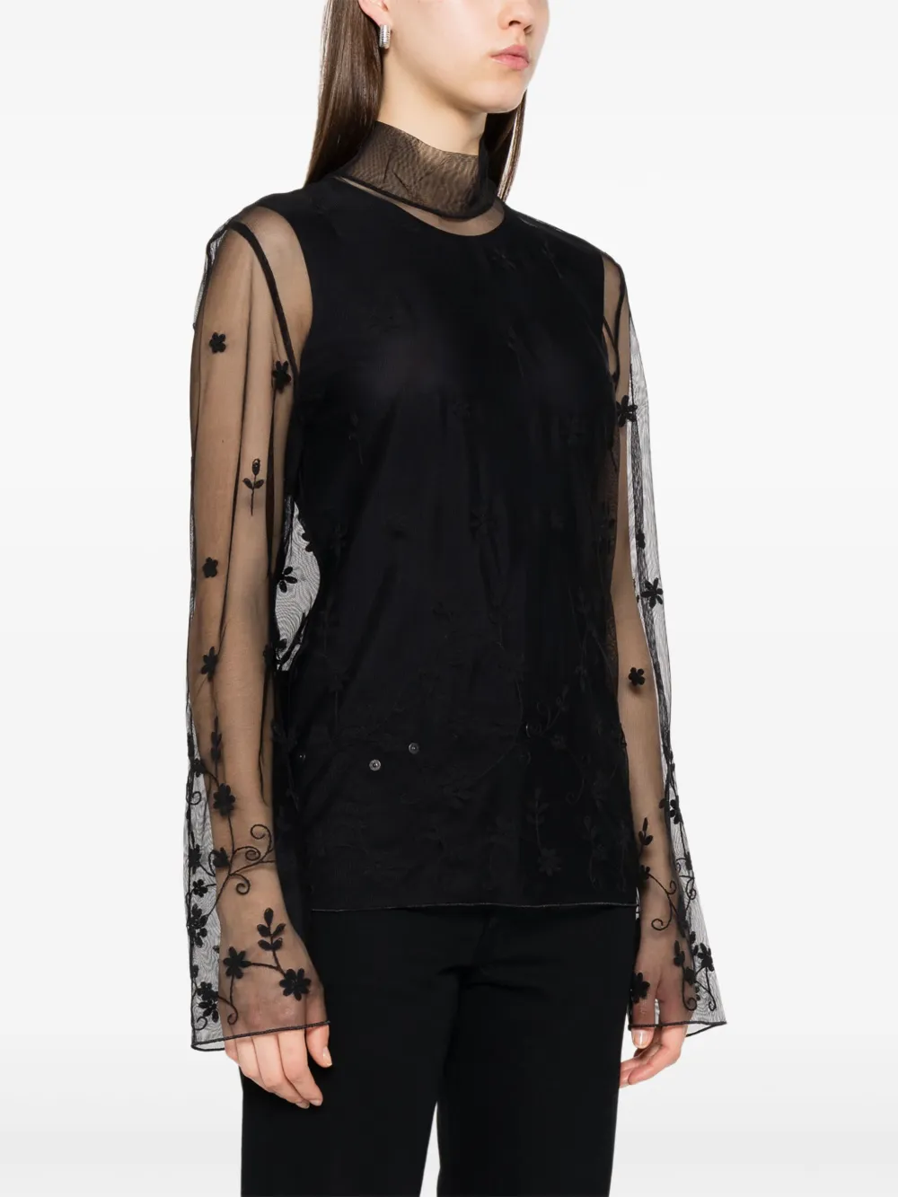 Totême Toteme Floral Embroidered Tulle Top