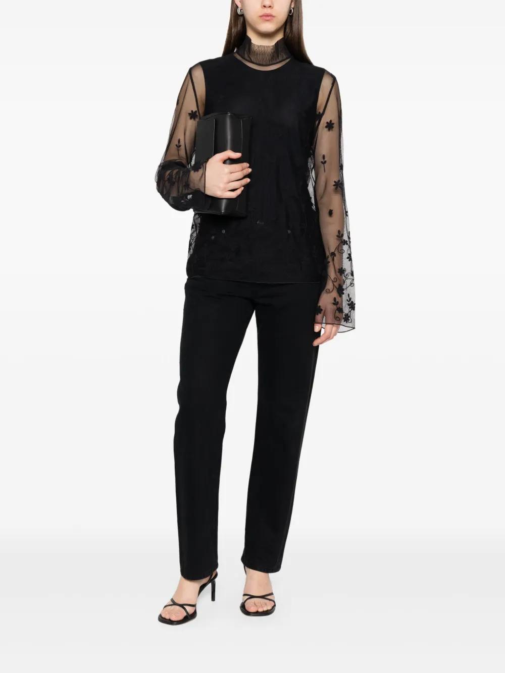 TOTEME Blouse met geborduurde bloemen - Zwart