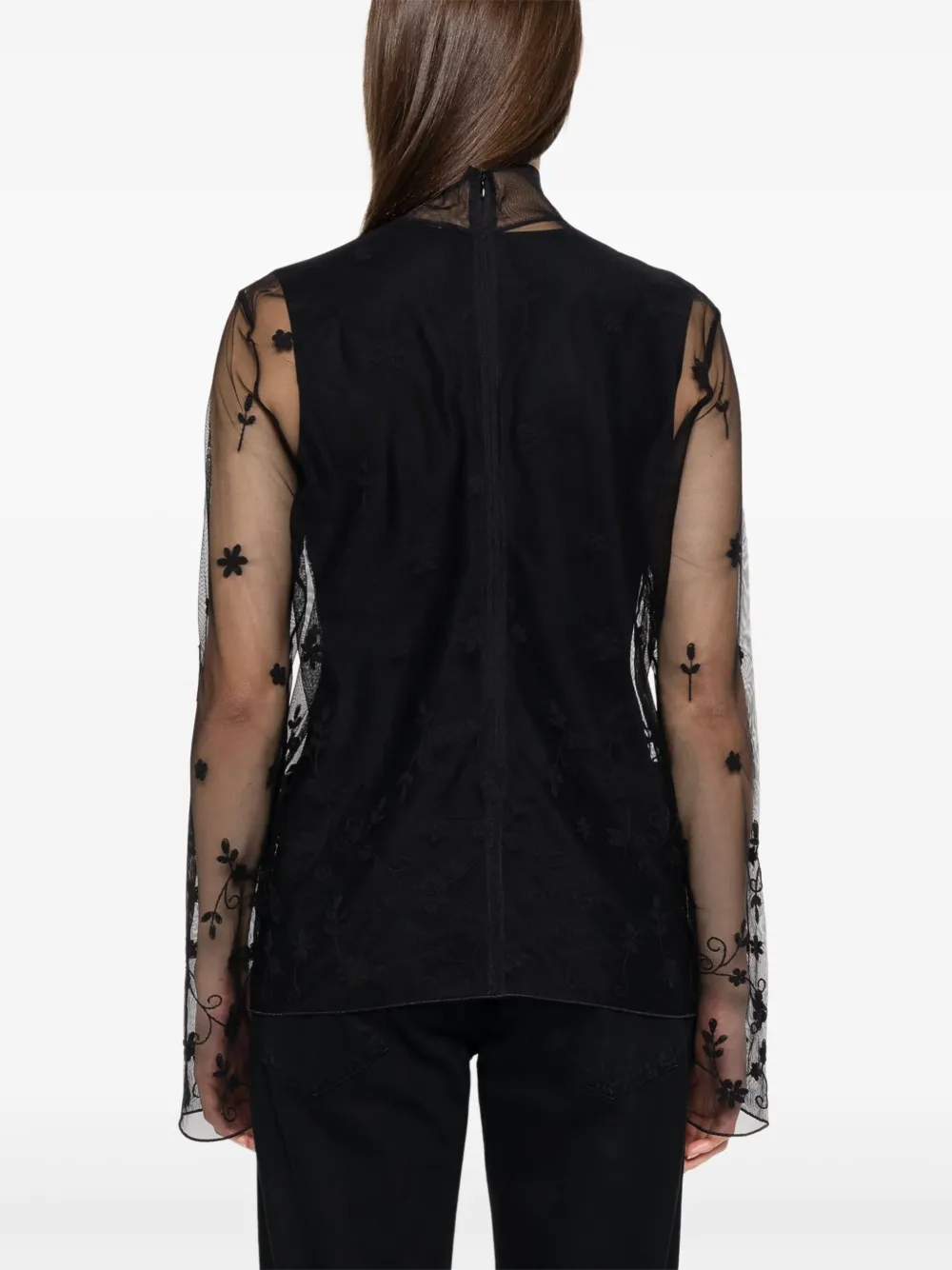 Totême Toteme Floral Embroidered Tulle Top