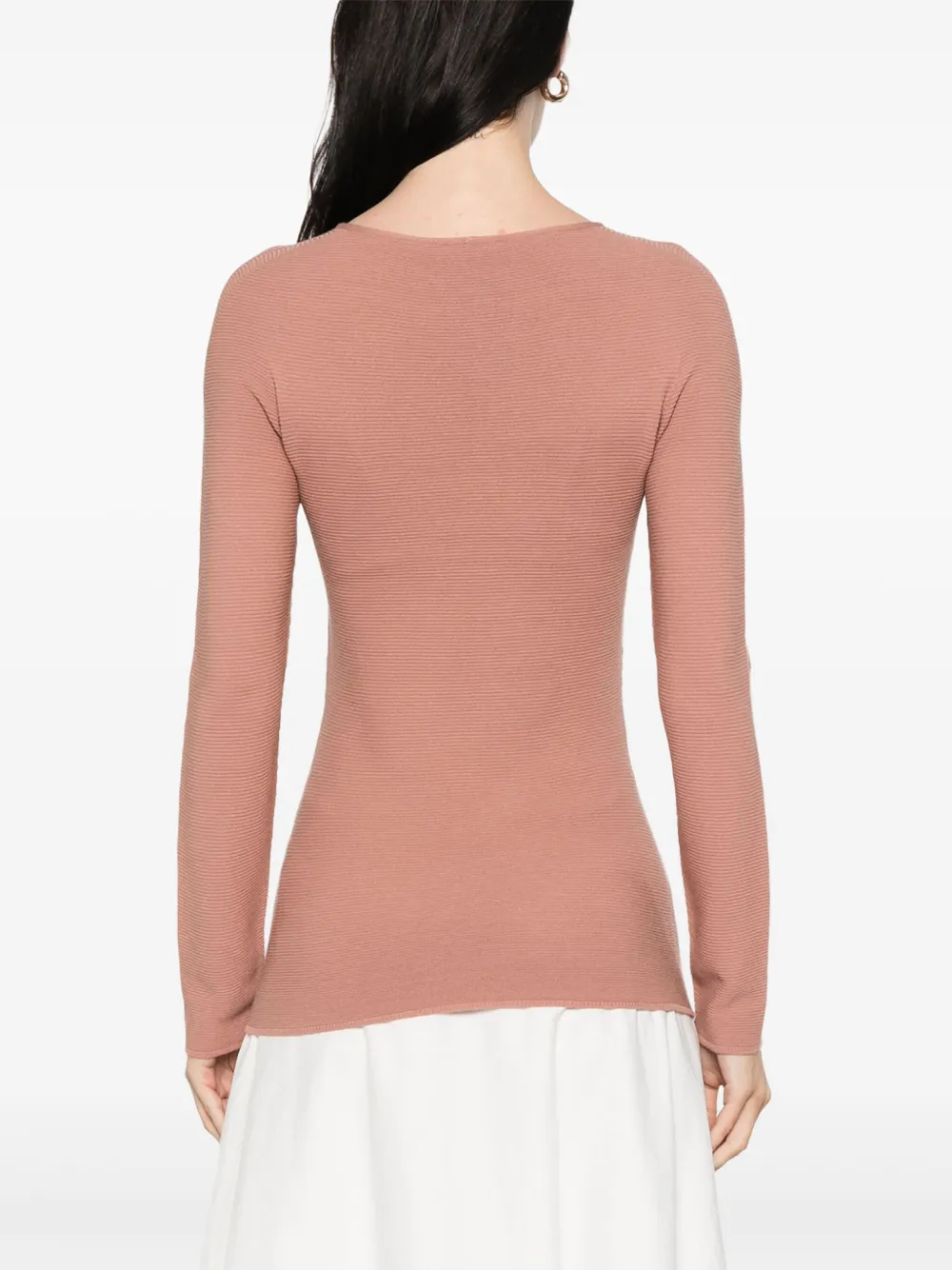 Giorgio Armani Geribbelde top Bruin