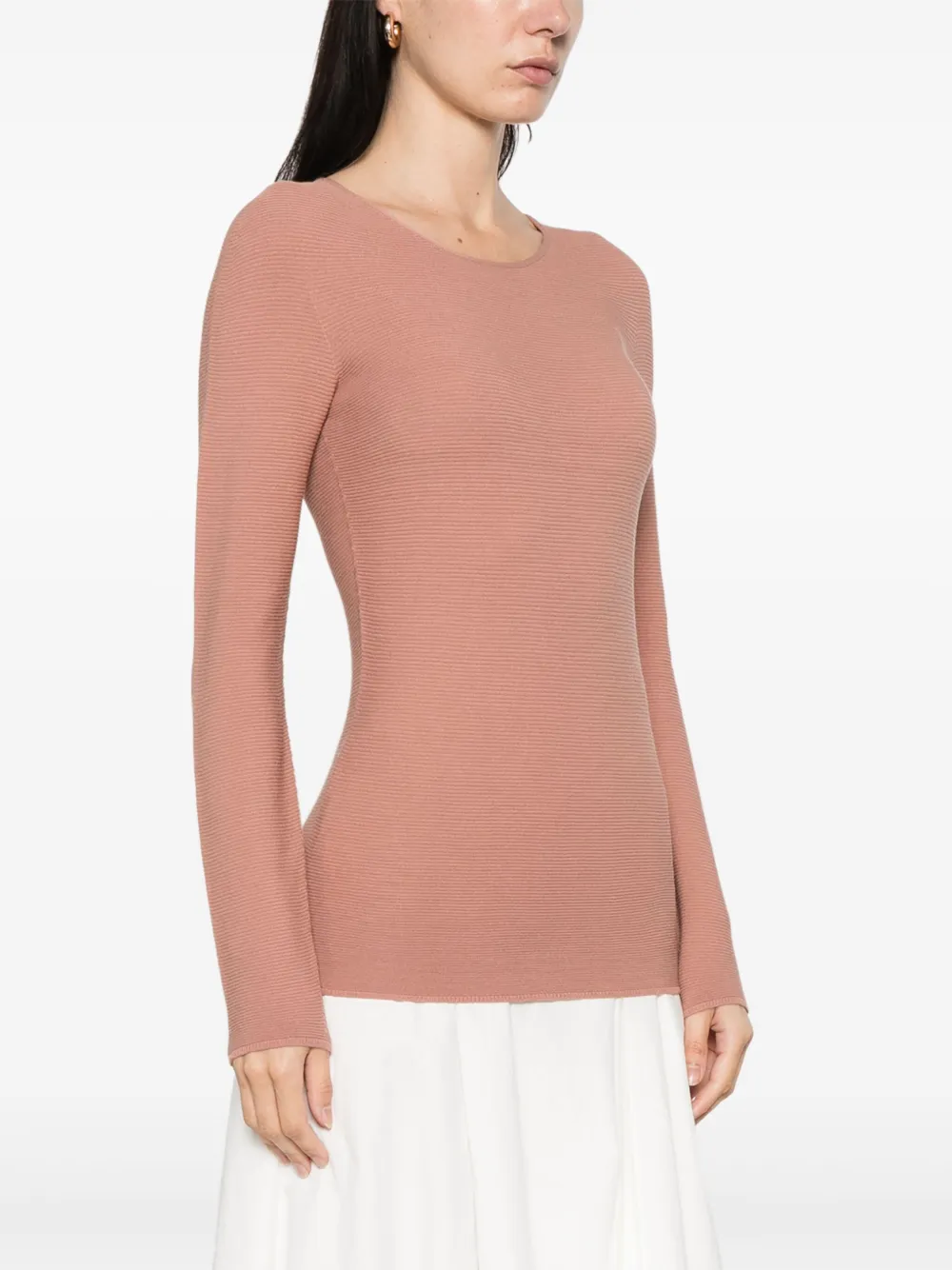 Giorgio Armani Geribbelde top Bruin