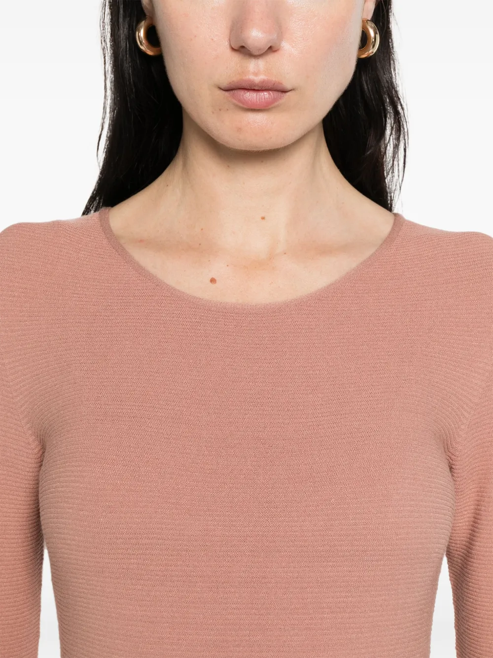 Giorgio Armani Geribbelde top Bruin