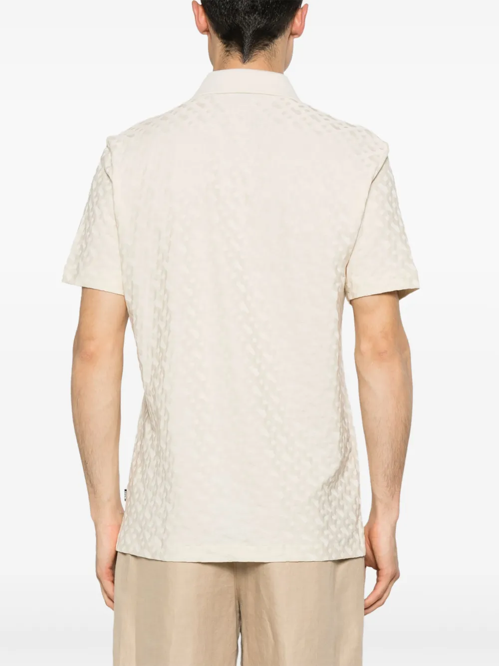 BOSS Poloshirt met jacquard-patroon Beige