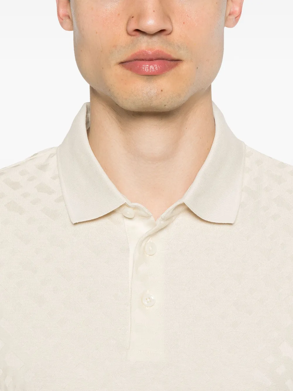BOSS Poloshirt met jacquard-patroon Beige