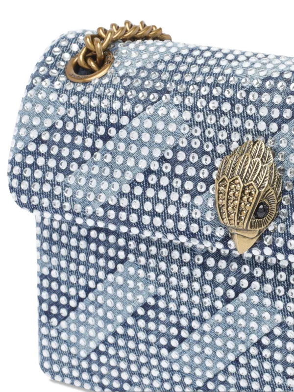 Kurt Geiger London Kensington Studded Denim Shoulder Bag Blue