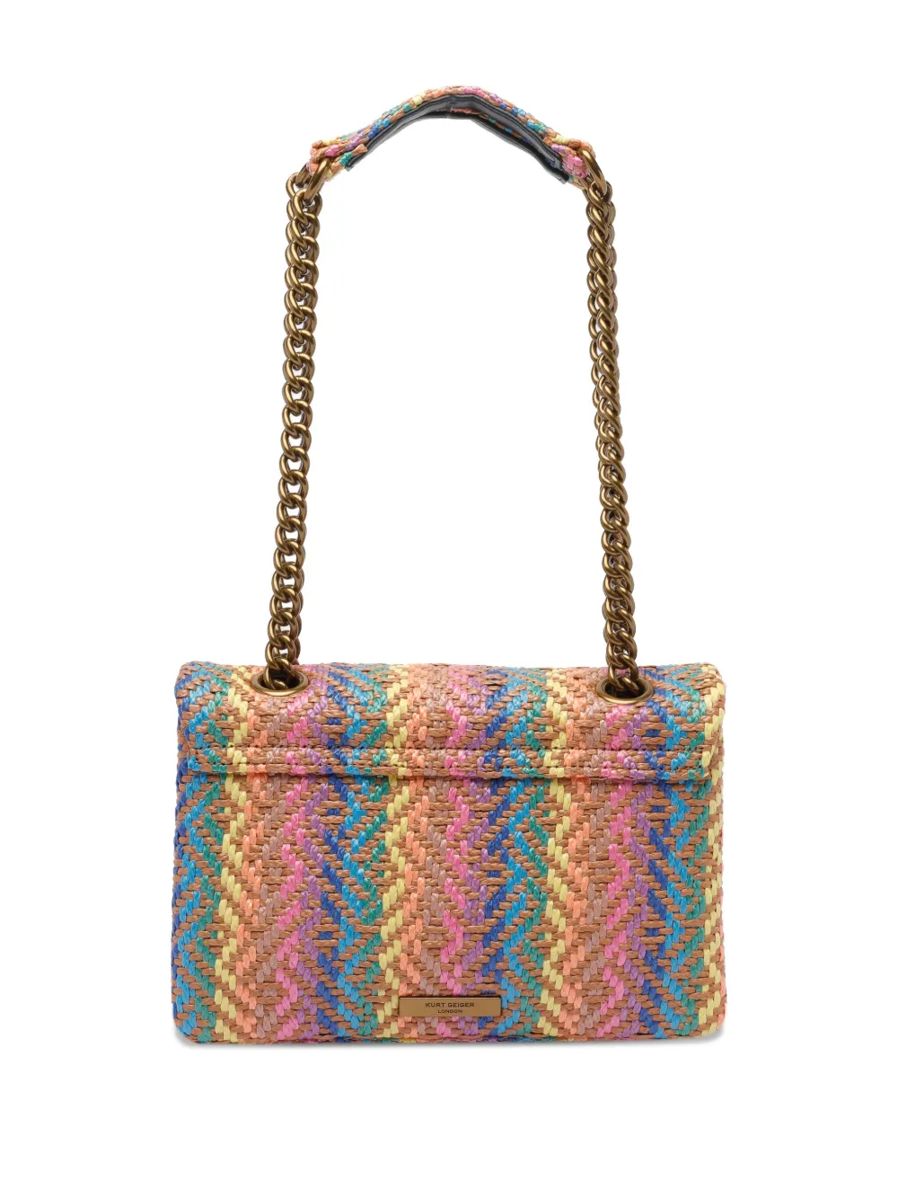 Kurt Geiger London Kensington geweven schoudertas met chevron streep Roze