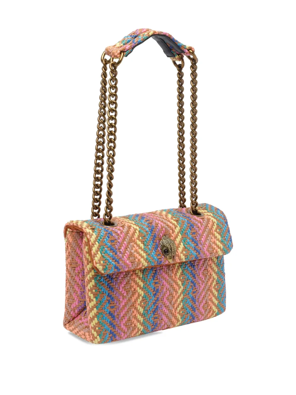 Kurt Geiger London Kensington geweven schoudertas met chevron streep Roze