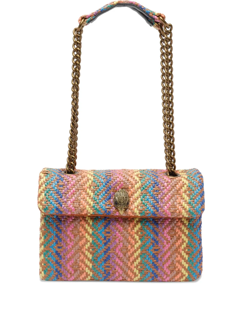 Kurt Geiger London Kensington geweven schoudertas met chevron streep Roze