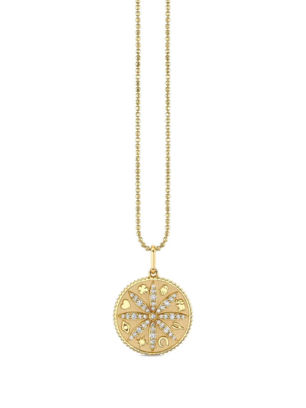 14K yellow gold small Sand Dollar diamond necklace