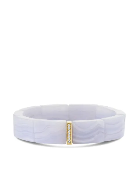 Sydney Evan pulsera Single Row pequeña en oro amarillo de 14kt con diamantes y aguamarina