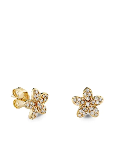 Sydney Evan 14K yellow gold Plumeria diamond stud earrings