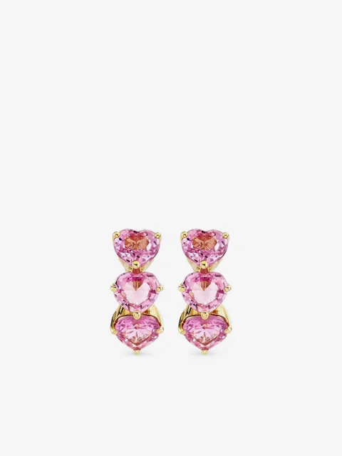 Sydney Evan 14CT yellow gold Heart sapphire hoop earrings