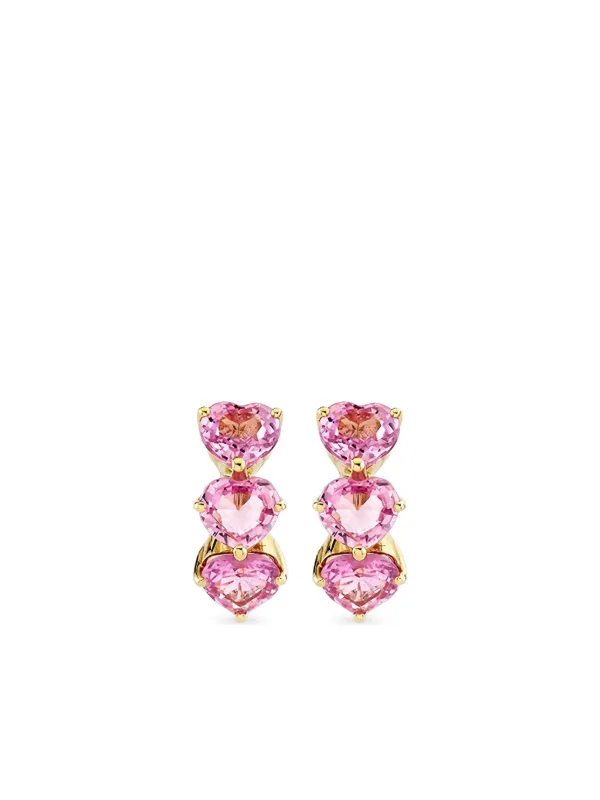 Sydney Evan 14CT Yellow Gold Heart Sapphire Hoop Earrings