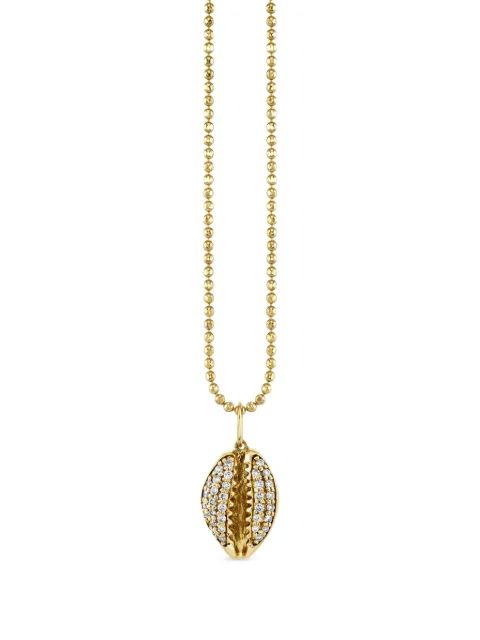 Sydney Evan collier Cowrie Shell en or 14ct pavé de diamant