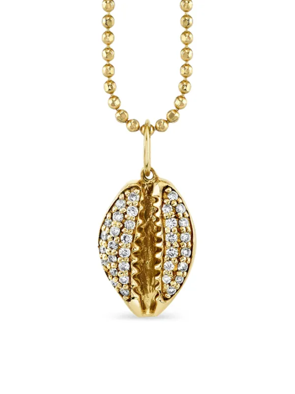 Sydney Evan 14K Yello Gold Cowrie Shell Diamond Necklace Gold FARFETCH
