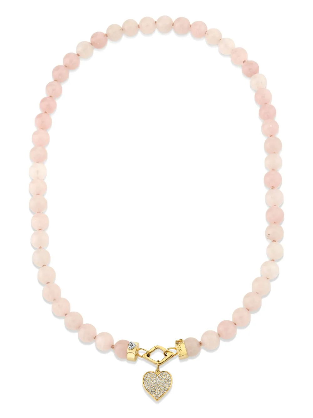 Sydney Evan 14K yellow gold Love rose quartz and diamond necklace | Gold | Image 1