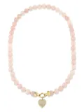 Sydney Evan 14K yellow gold Love rose quartz and diamond necklace