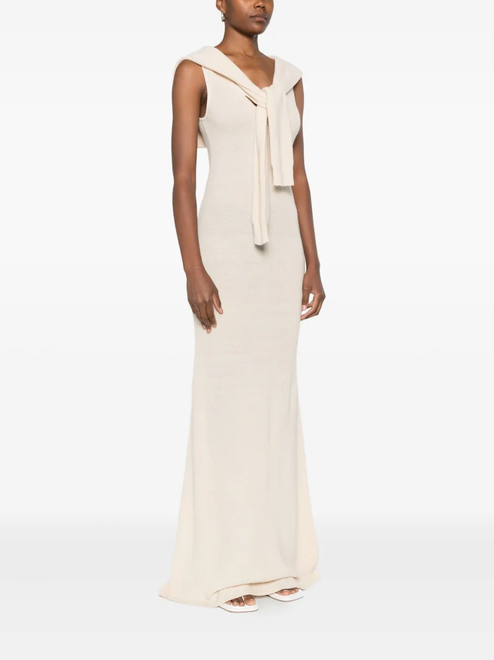 Aya Muse Vao mouwloze maxi-jurk Beige