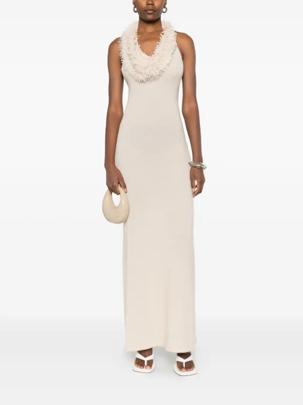 juniors dresses halter GLS Navy Long Beaded Halter Neck Evening Formal Dress - Size L main image 0